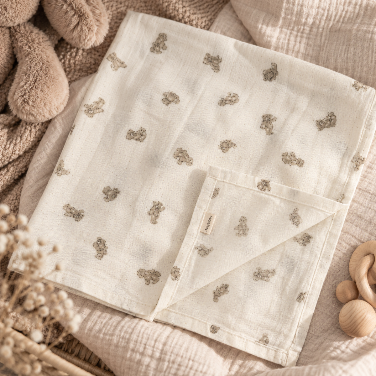 MarMar Ada (2-pack) - Bonded Muslin Print Teddybear