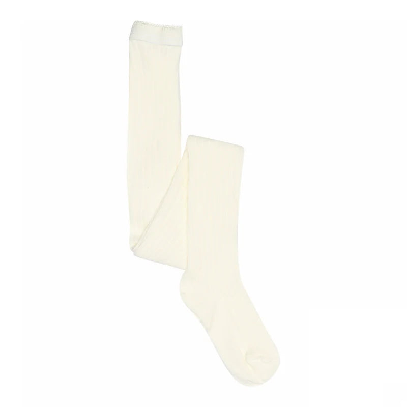 Cotton rib tights - Snow white