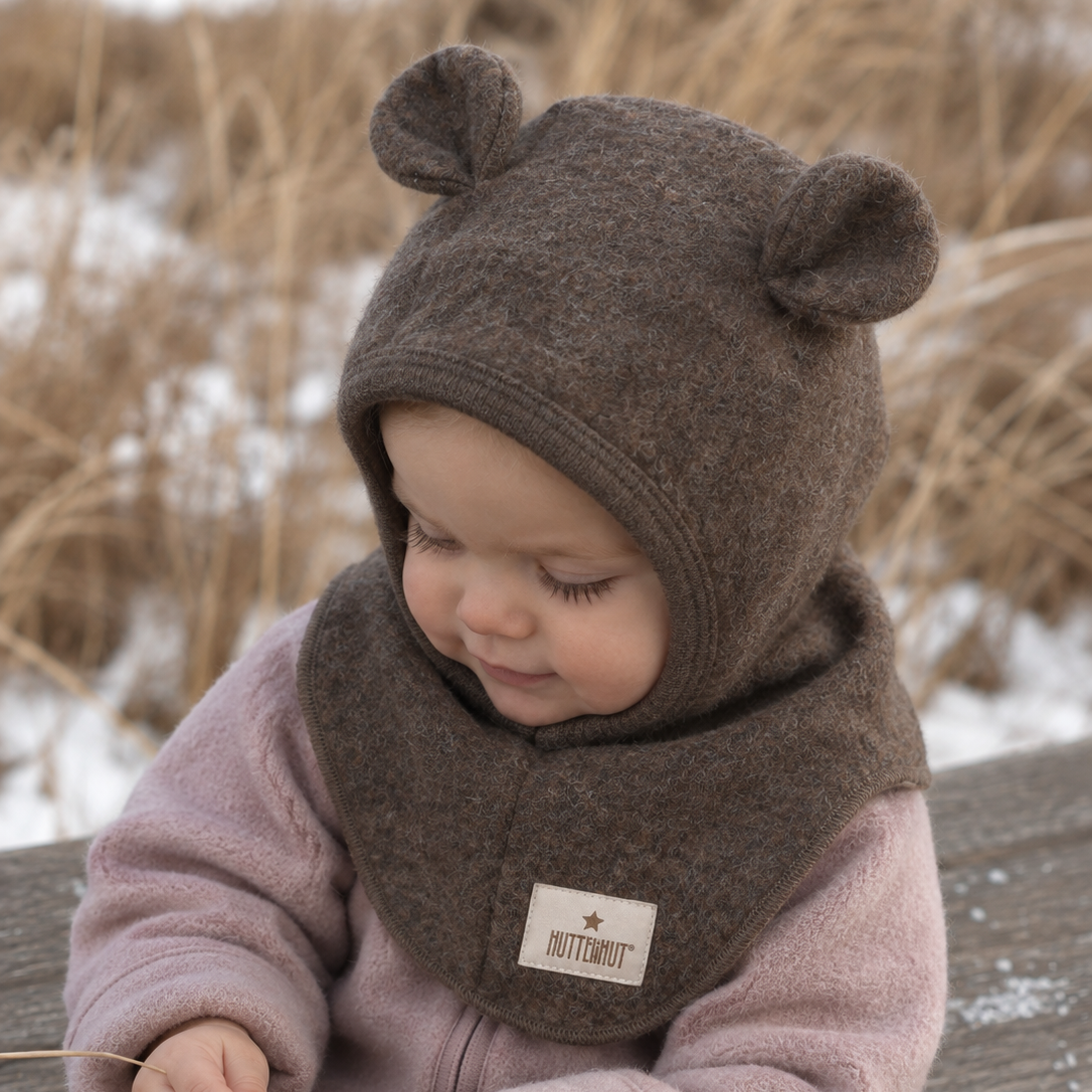 HUTTEliHUT - Balaclava Ears Wool Fleece Brown Melange 52/2-4Y
