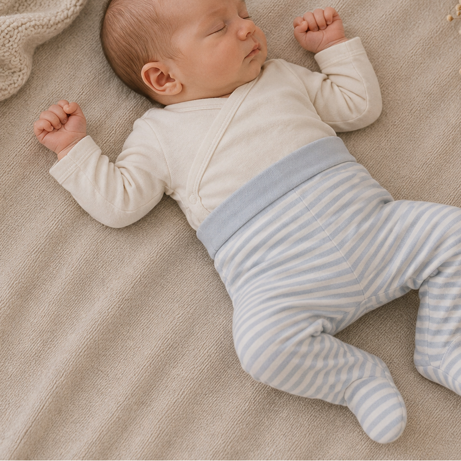 Fixoni - Leggings w.feet - Y/D Stripe Zen Blue