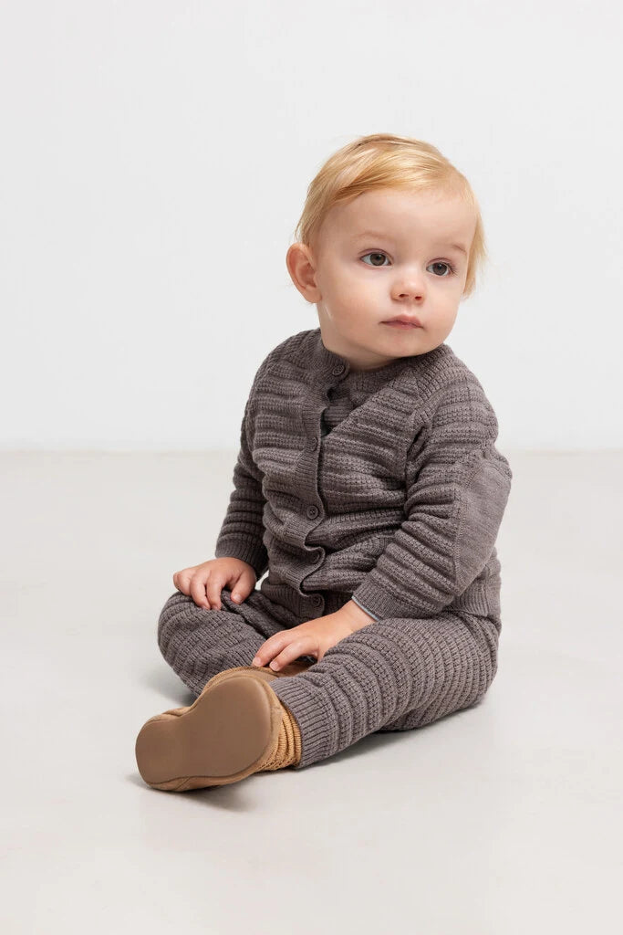 Taki, knitwear cardigan, Baby - Dusty brown mel
