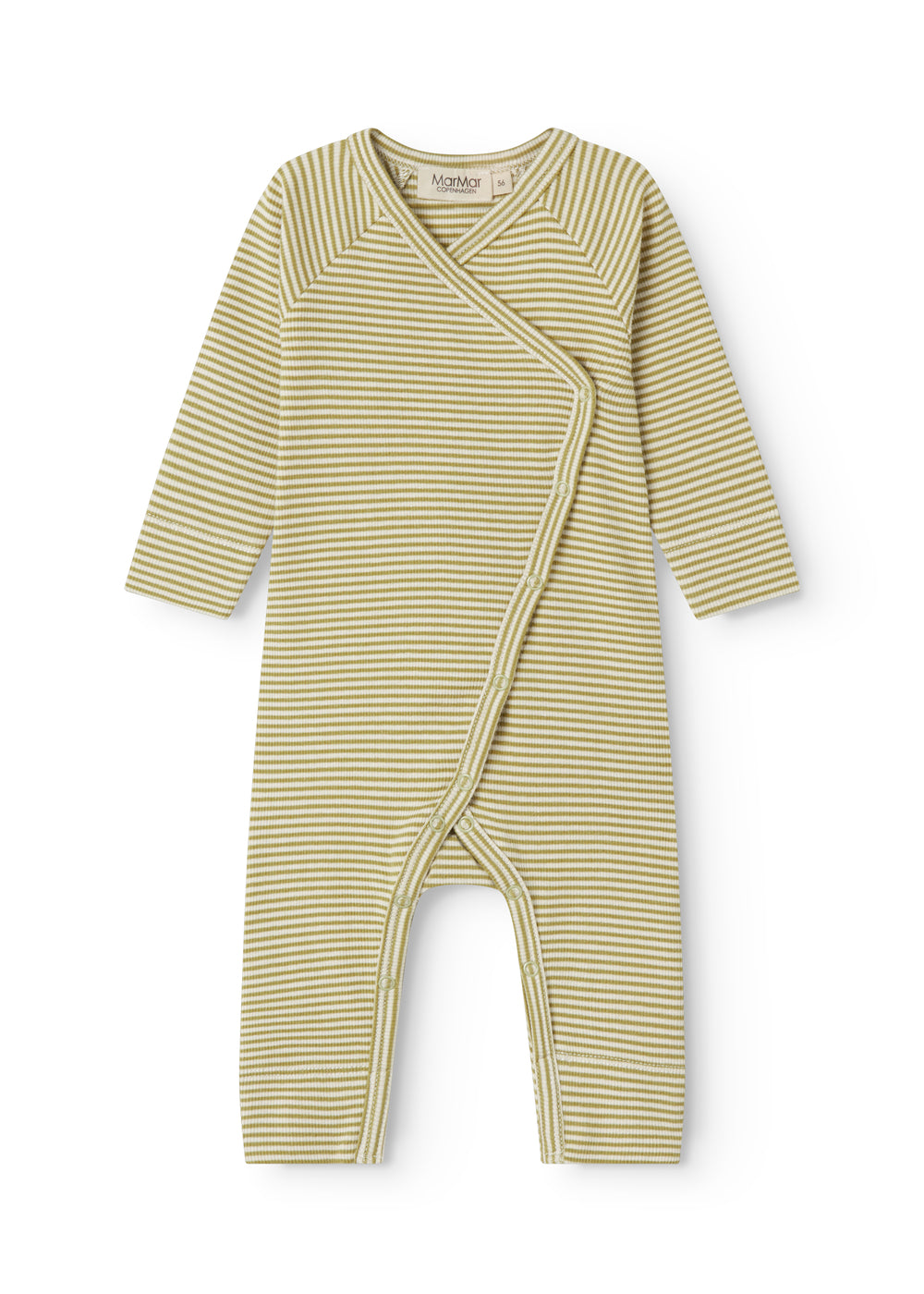 Rikke - Modal Fine Rib, romper Olive stripe / 50/0-1m