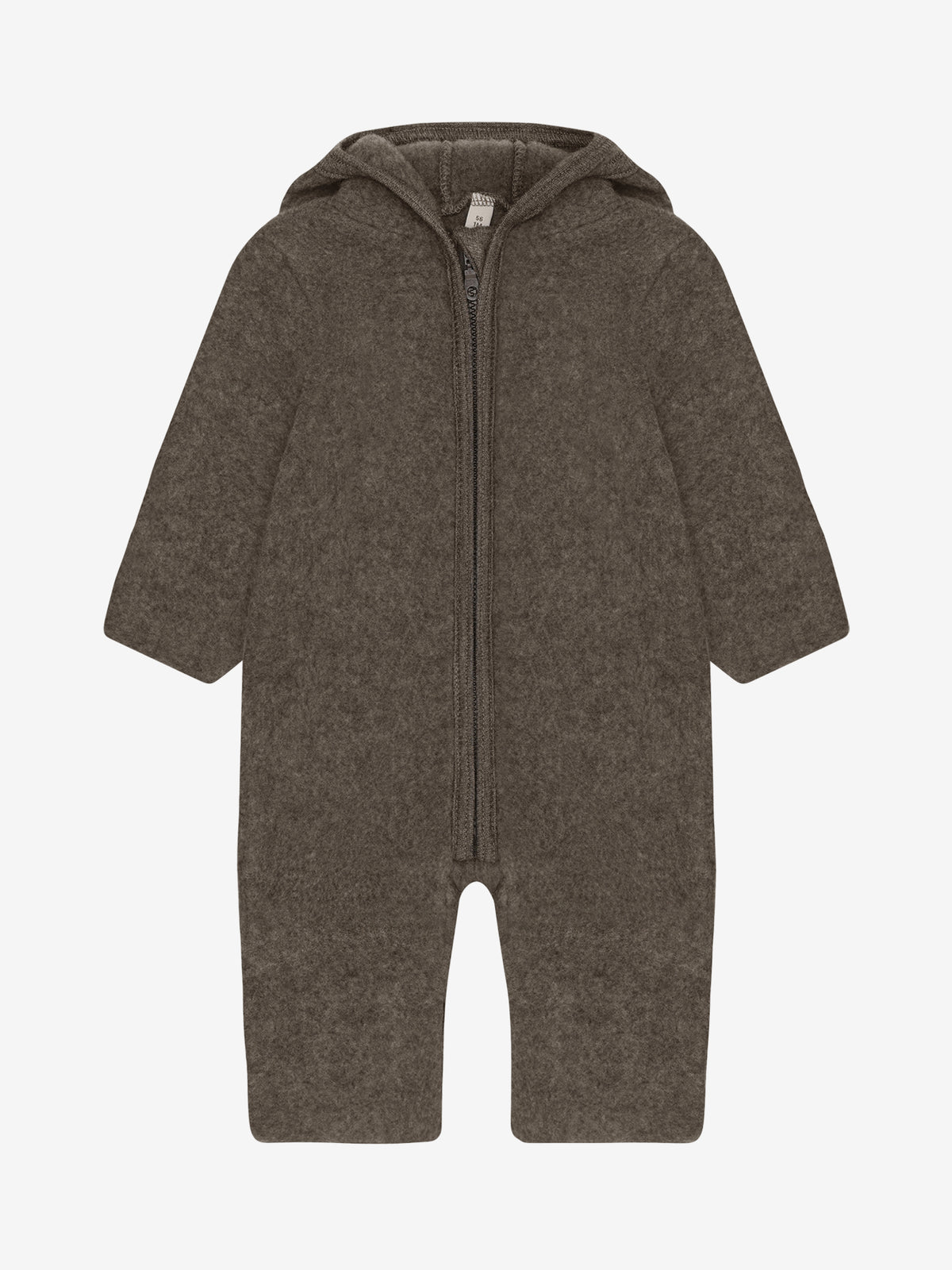 HUTTEliHUT - Pram Suit Ears Wool Fleece Brown Melange 92/2Y
