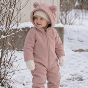 HUTTEliHUT - Pram Suit Ears Wool Fleece Mahogany Rose 92/2Y