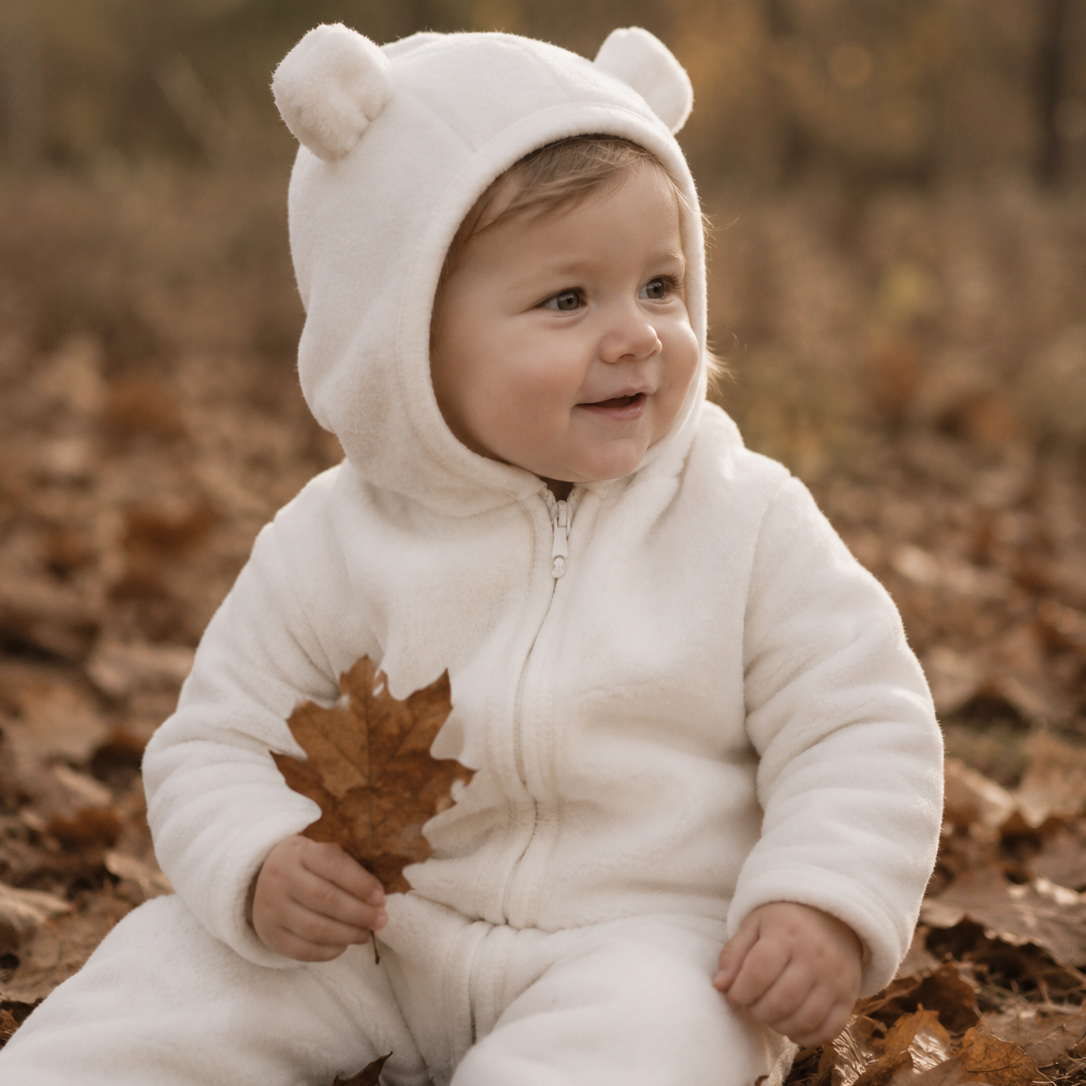 HUTTEliHUT - Pram Suit Ears Wool Fleece Tofu 92/2Y
