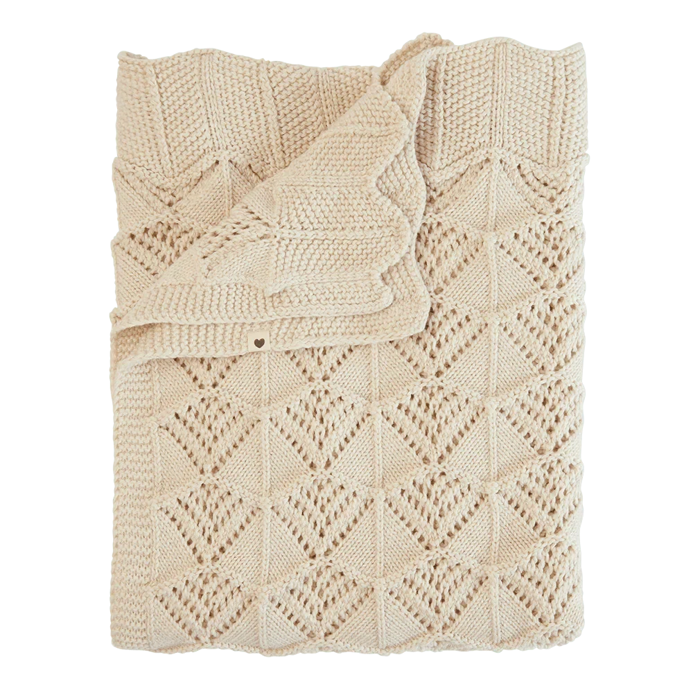 Strikket Tæppe Wavy - Ivory