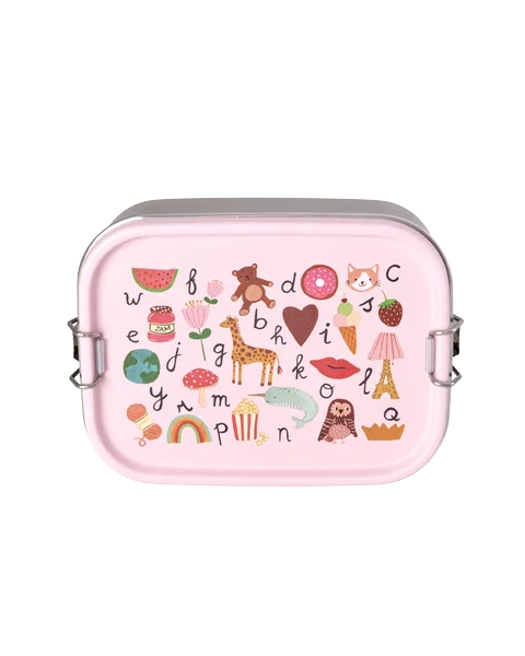 RICE Lille Rustfri Stål Madkasse - Pink - ABC Print