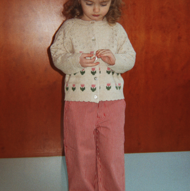 Konges Sløjd LUC PANTS GOTS MILK ROUGE STRIPE
