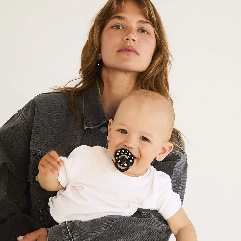 Bibs Colour 2 pack - Polka ivory/black - size 2