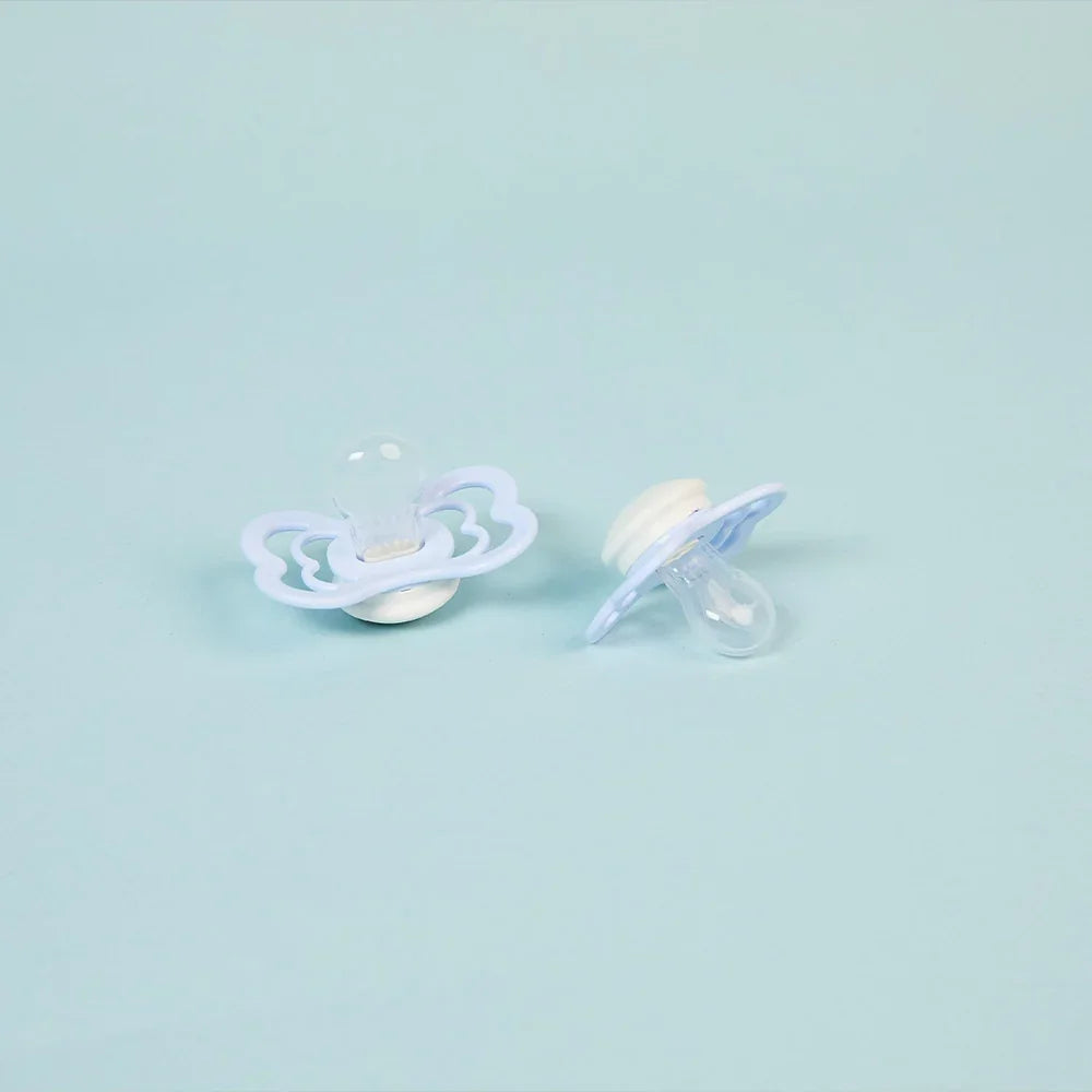 BIBS Glow Supreme 2-Pak - Iron/Baby Blue Silikone - size 2