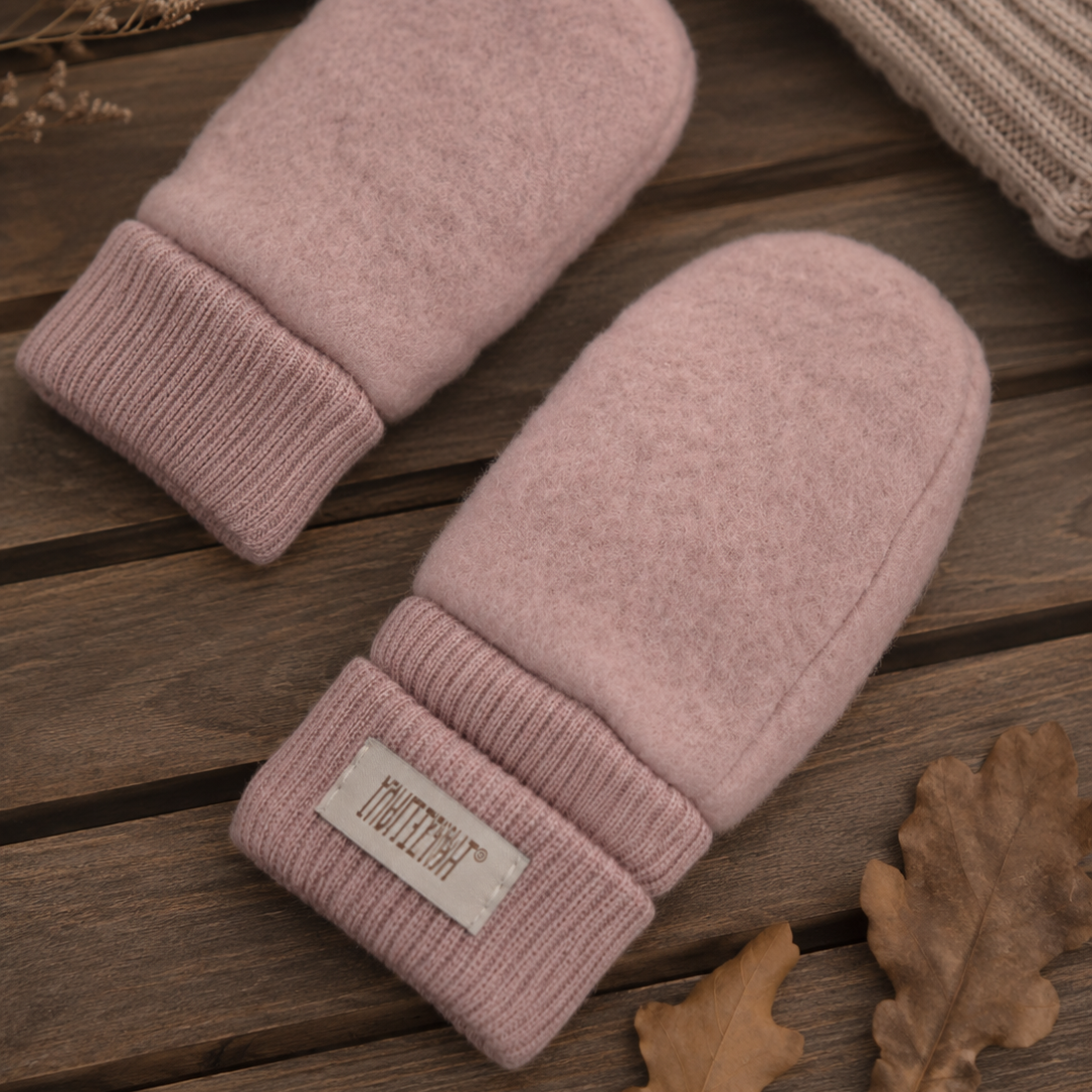 HUTTEliHUT - Mittens Wool Fleece Woodrose 48/6-12m