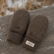 HUTTEliHUT - Mittens Wool Fleece Brown Melange 48/6-12m