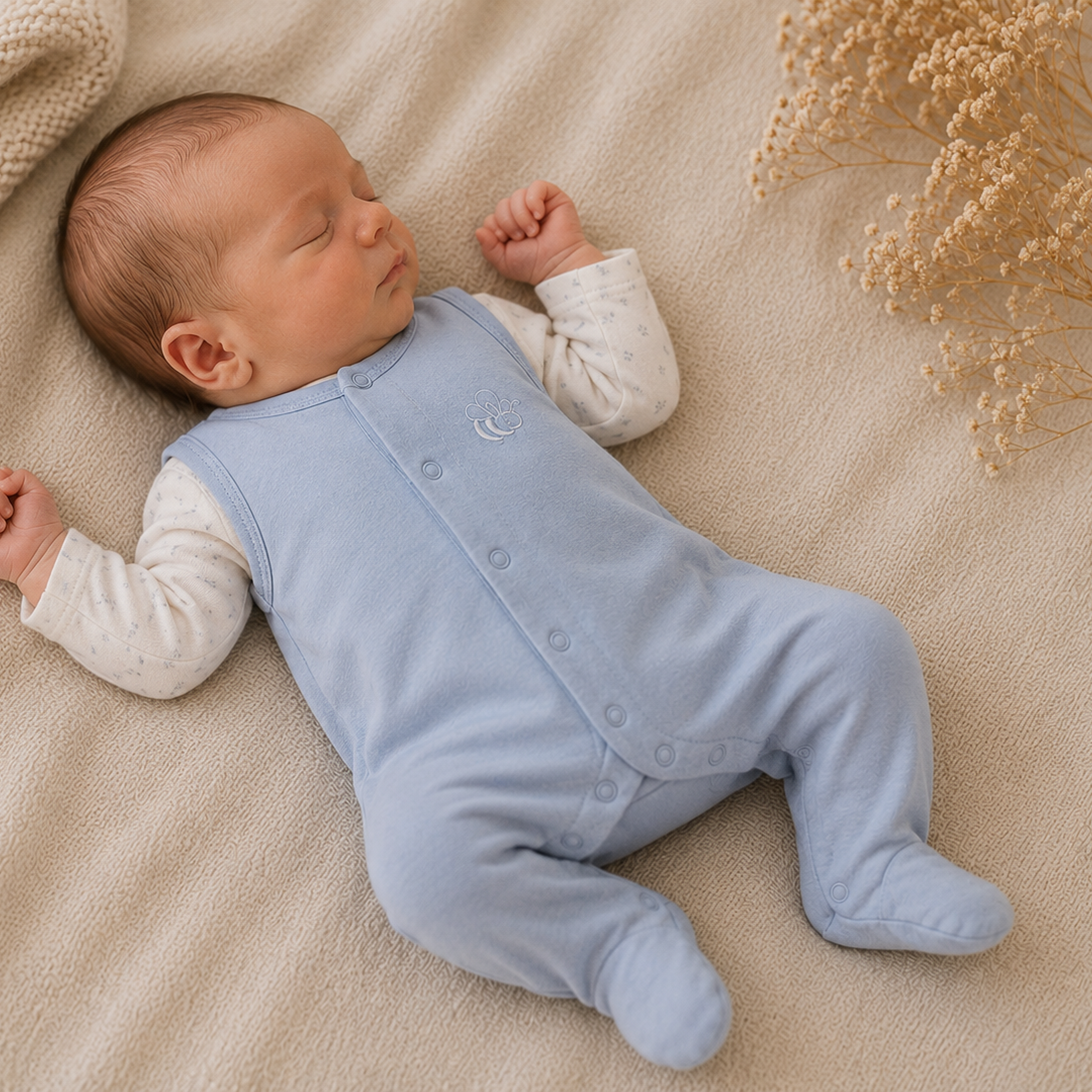 Fixoni - Romper w.feet - SOLID Zen Blue 38