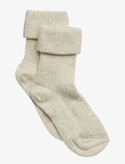 Cotton rib baby socks - Creme melange
