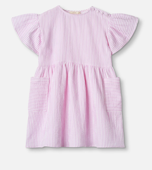 CIAO STRIPE DRESS - CLOUD DANCER PINK STRIPE