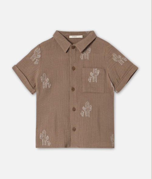 HELLO SS SHIRT - PINE BARK CACTUS AOP