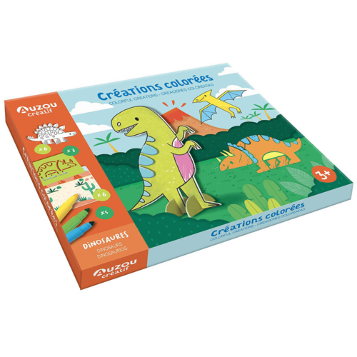 Auzou - Skum klistermærker - Farvelæg dinosaurerne