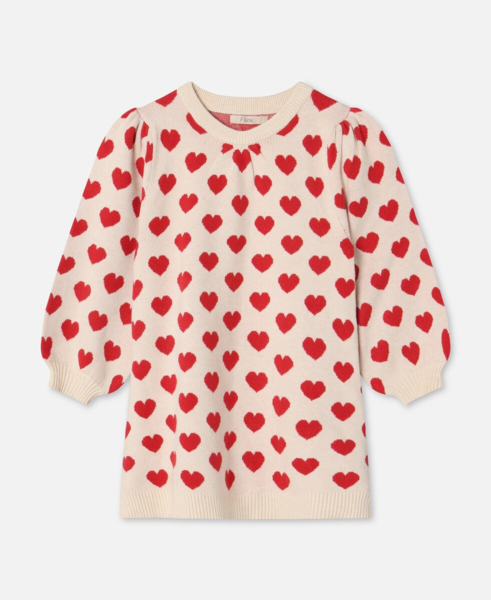 ALON HEART DRESS - POMPEIAN RED/ SANDSHELL