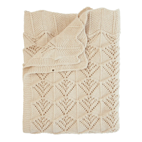 Strikket Tæppe Wavy - Ivory