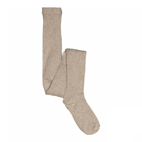 Cotton rib tights - Light brown