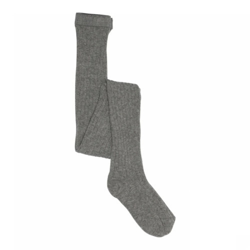Cotton rib tights - Grey melange