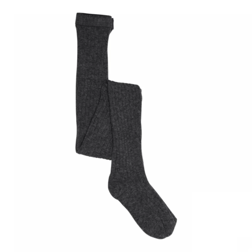 Cotton rib tights - Dark grey melange