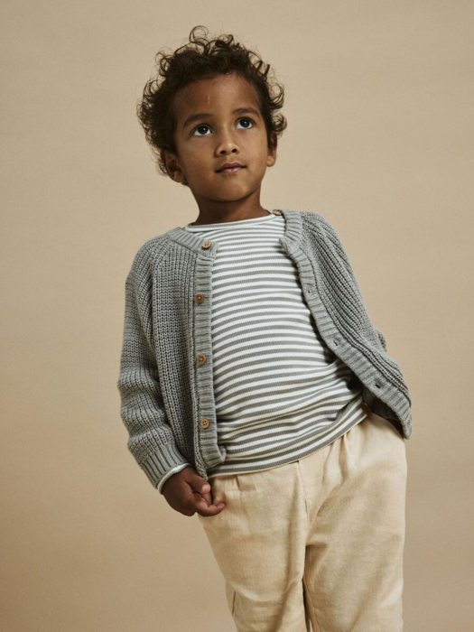 SLIM FIT TOP MED LANGE ÆRMER - limestone