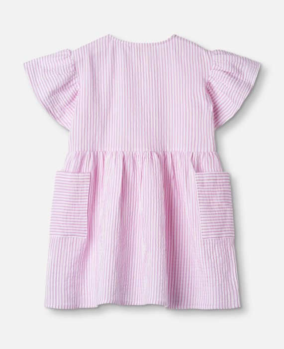 CIAO STRIPE DRESS - CLOUD DANCER PINK STRIPE