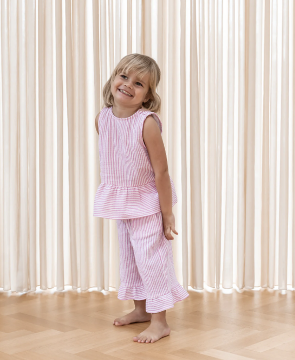 CIAO STRIPE PANT - CLOUD DANCER PINK STRIPE