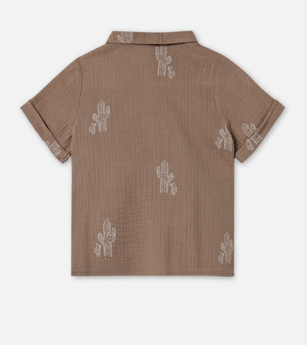 HELLO SS SHIRT - PINE BARK CACTUS AOP