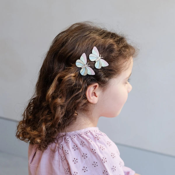 Mimi & Lula - 2 hårspænder - Stripe Butterfly Spring Magic