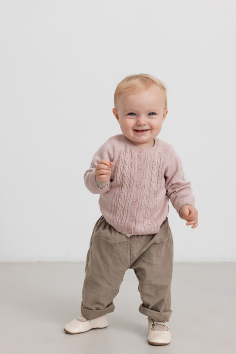 Totti, knitwear cardigan, Baby - Faded rose