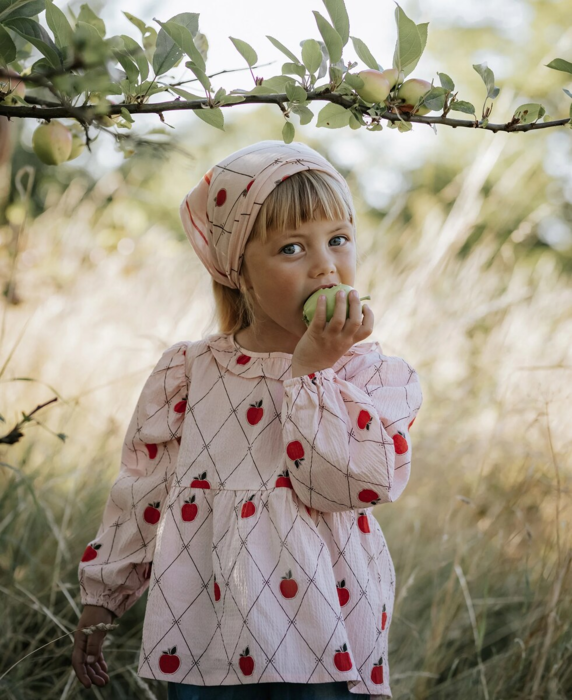 APPLE LS BLOUSE - PEACH WHIP AOP