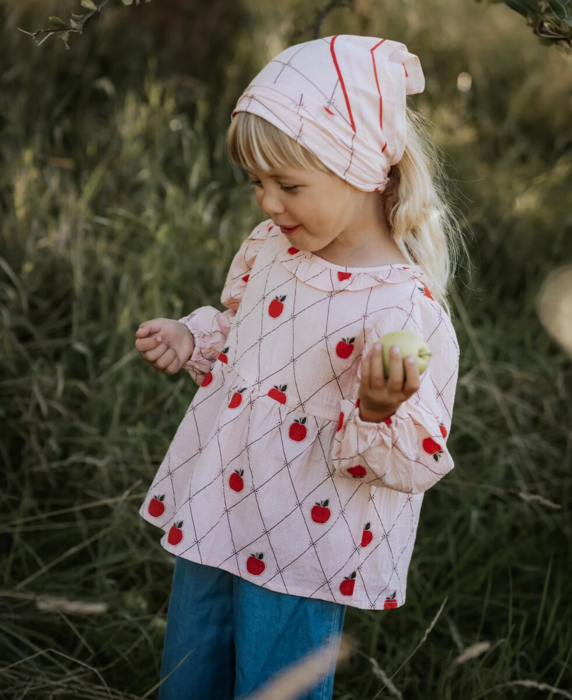 APPLE LS BLOUSE - PEACH WHIP AOP