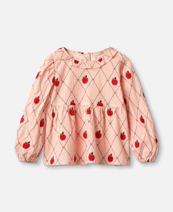 APPLE LS BLOUSE - PEACH WHIP AOP