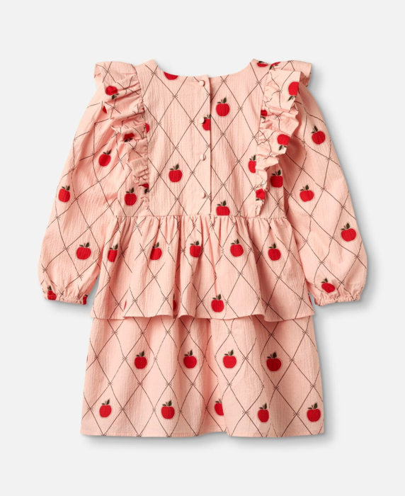 APPLE LS DRESS - PEACH WHIP AOP