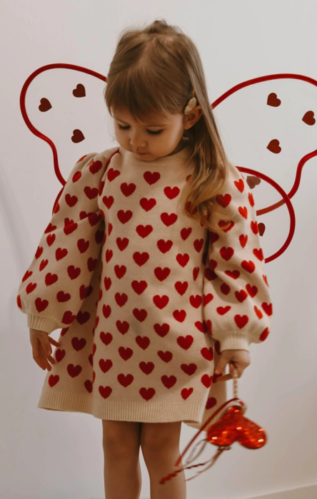 ALON HEART DRESS - POMPEIAN RED/ SANDSHELL