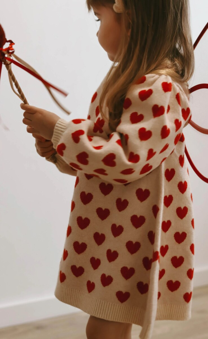 ALON HEART DRESS - POMPEIAN RED/ SANDSHELL