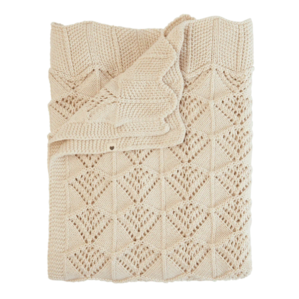 Strikket Tæppe Wavy - Ivory
