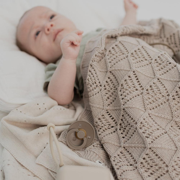 Strikket Tæppe Wavy - Ivory