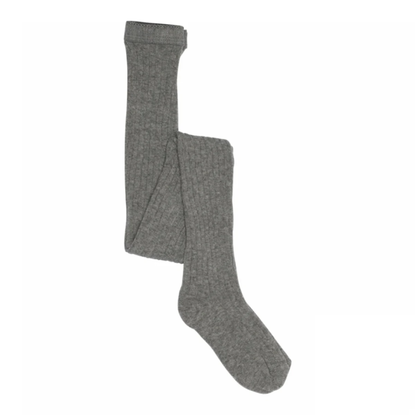 Cotton rib tights - Grey melange