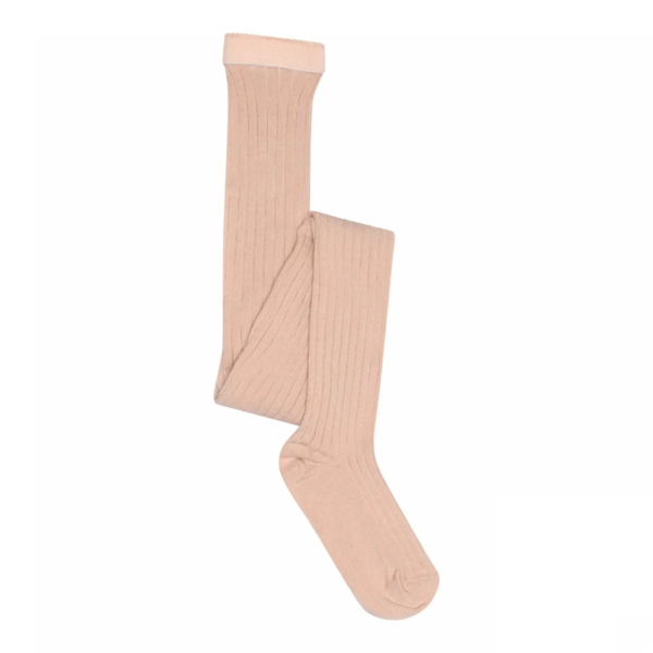 Cotton rib tights - Rose dust