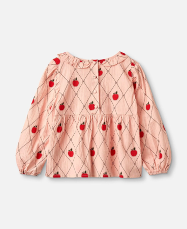 APPLE LS BLOUSE - PEACH WHIP AOP