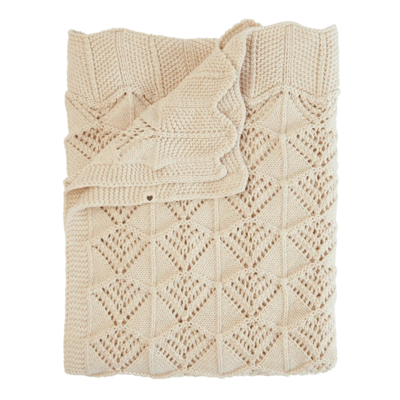 Strikket Tæppe Wavy - Ivory