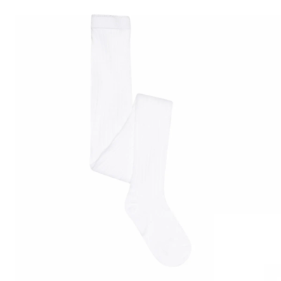 Cotton rib tights - white