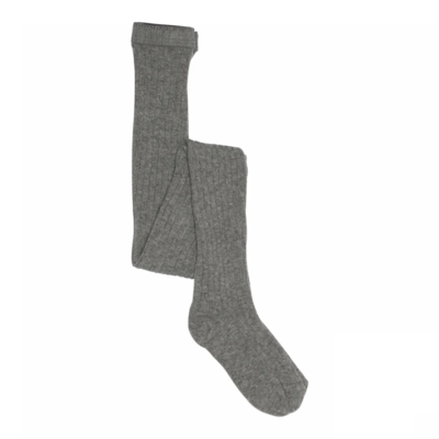Cotton rib tights - Grey melange