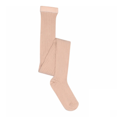 Cotton rib tights - Rose dust