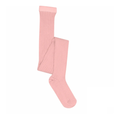 Cotton rib tights - Silver Pink