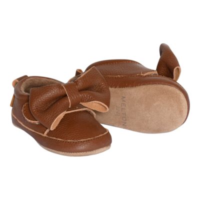 Bow leather slippers - Elderberry